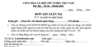 Mẫu đơn xin giãn nợ ngân hàng
