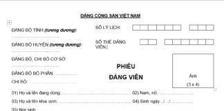 Cách ghi phiếu đảng viên mẫu 2 HSĐV