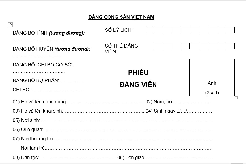Cách ghi phiếu đảng viên mẫu 2 HSĐV Cách ghi phiếu đảng viên mẫu 2 HSĐV