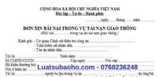 Mẫu đơn xin bãi nại tai nạn giao thông