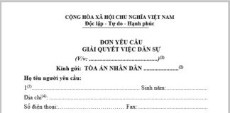 Mẫu đơn yêu cầu giải quyết việc dân sự tại Tòa án